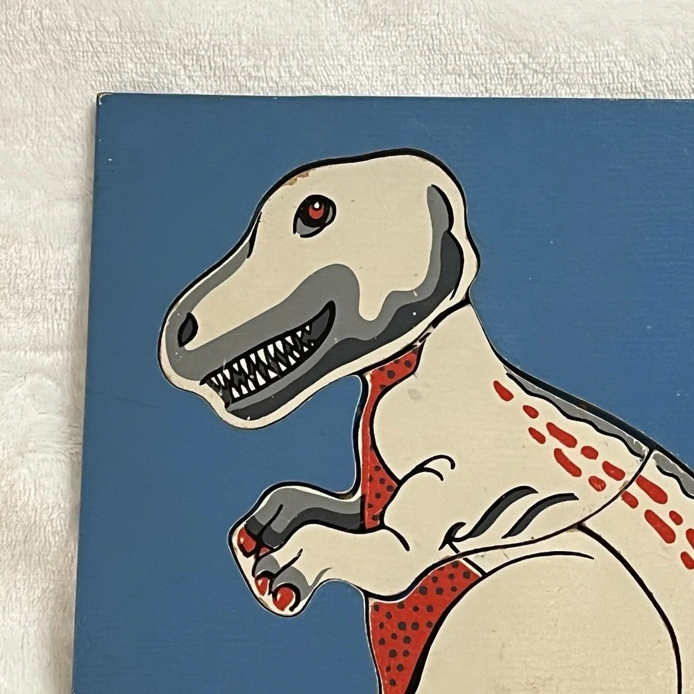 Vintage 1987 Judy Wooden Puzzle DINOSAUR T-Rex #J506558 6 Pc Tyrannosaurus USA
